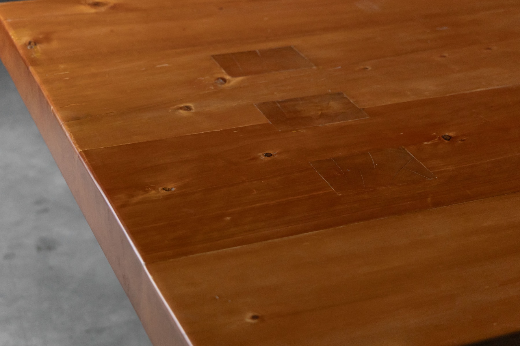 Elmwood dining table in the manner of Pierre Chapo