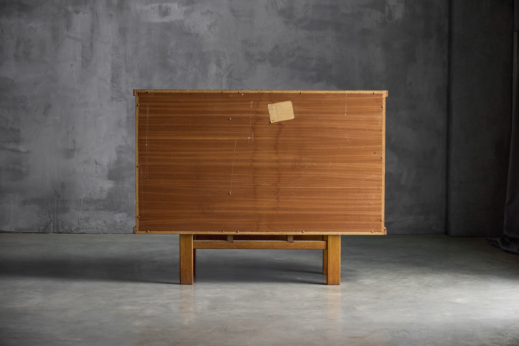 Solid oak brutalist cabinet with monolithic presence