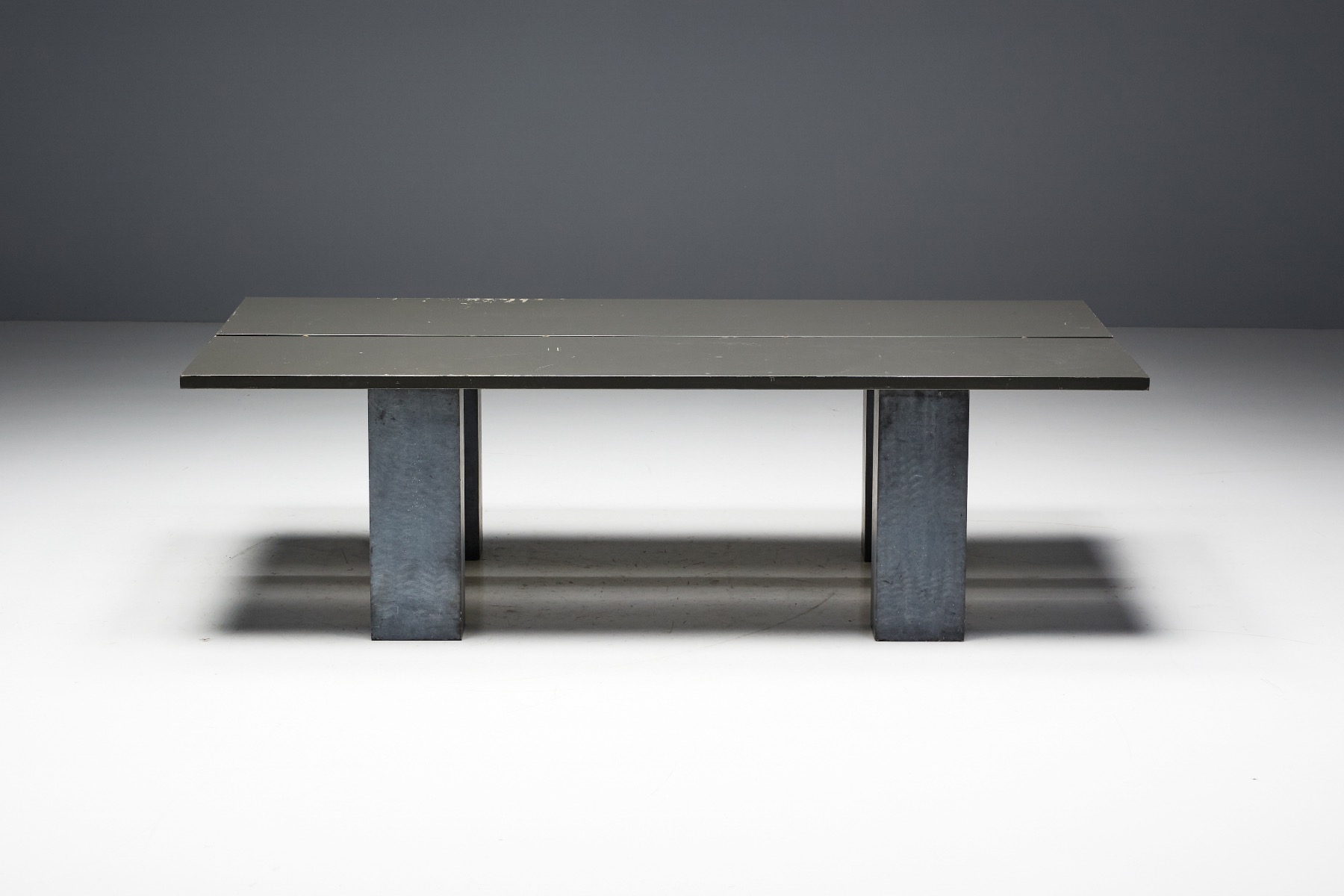 Solid top dining table on stone base 1970s