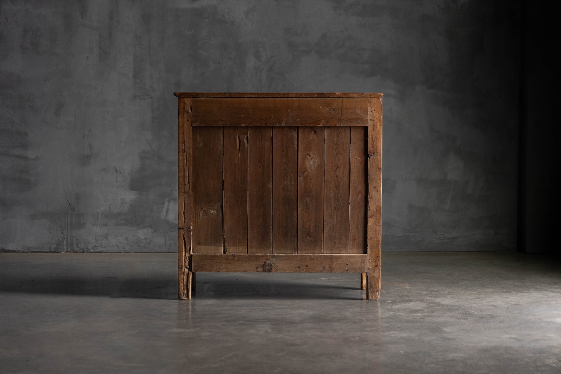 Solid wood alpine tommière cabinet with aged surface