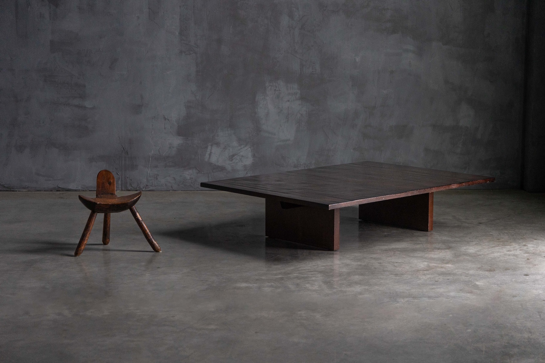 Expressive hand carved wooden coffee table