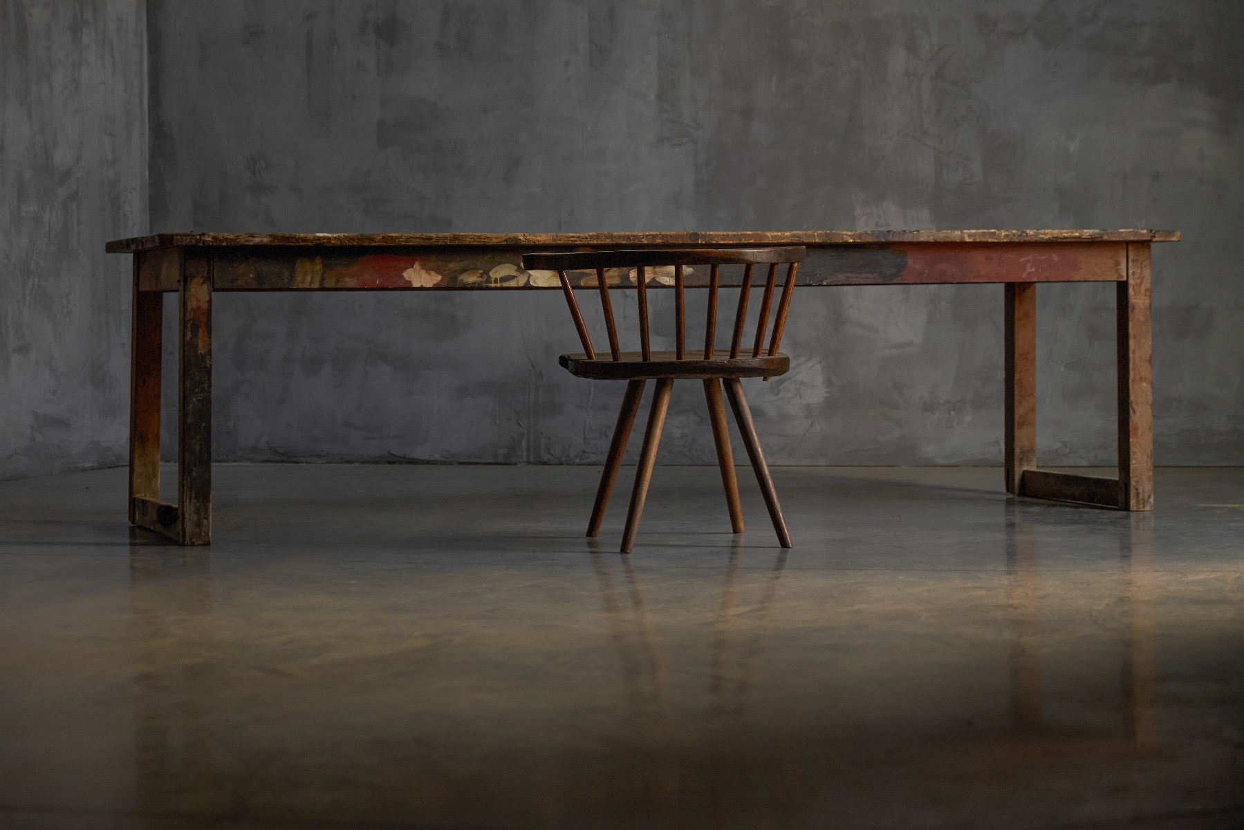 Timeworn rustic dining table from the early twentieth century