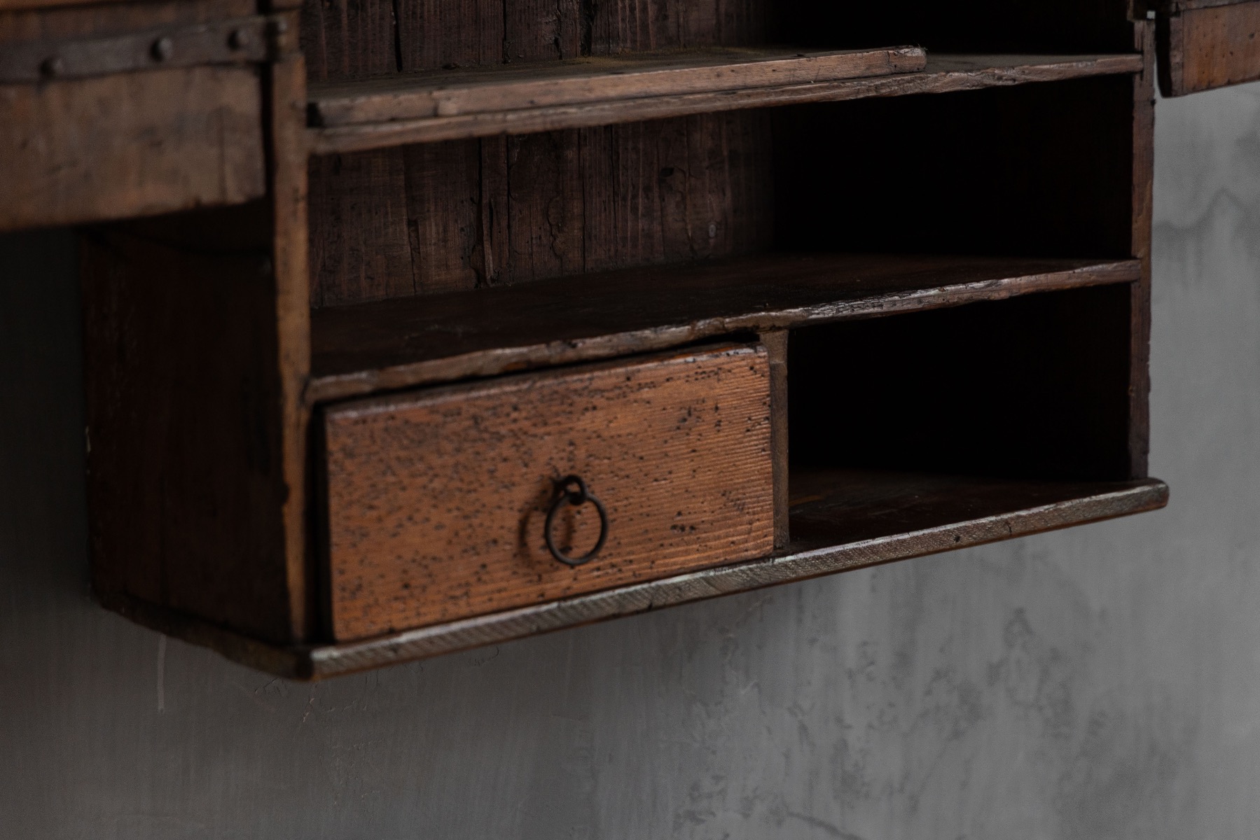 Solid wood vernacular wall cabinet from the 1800s