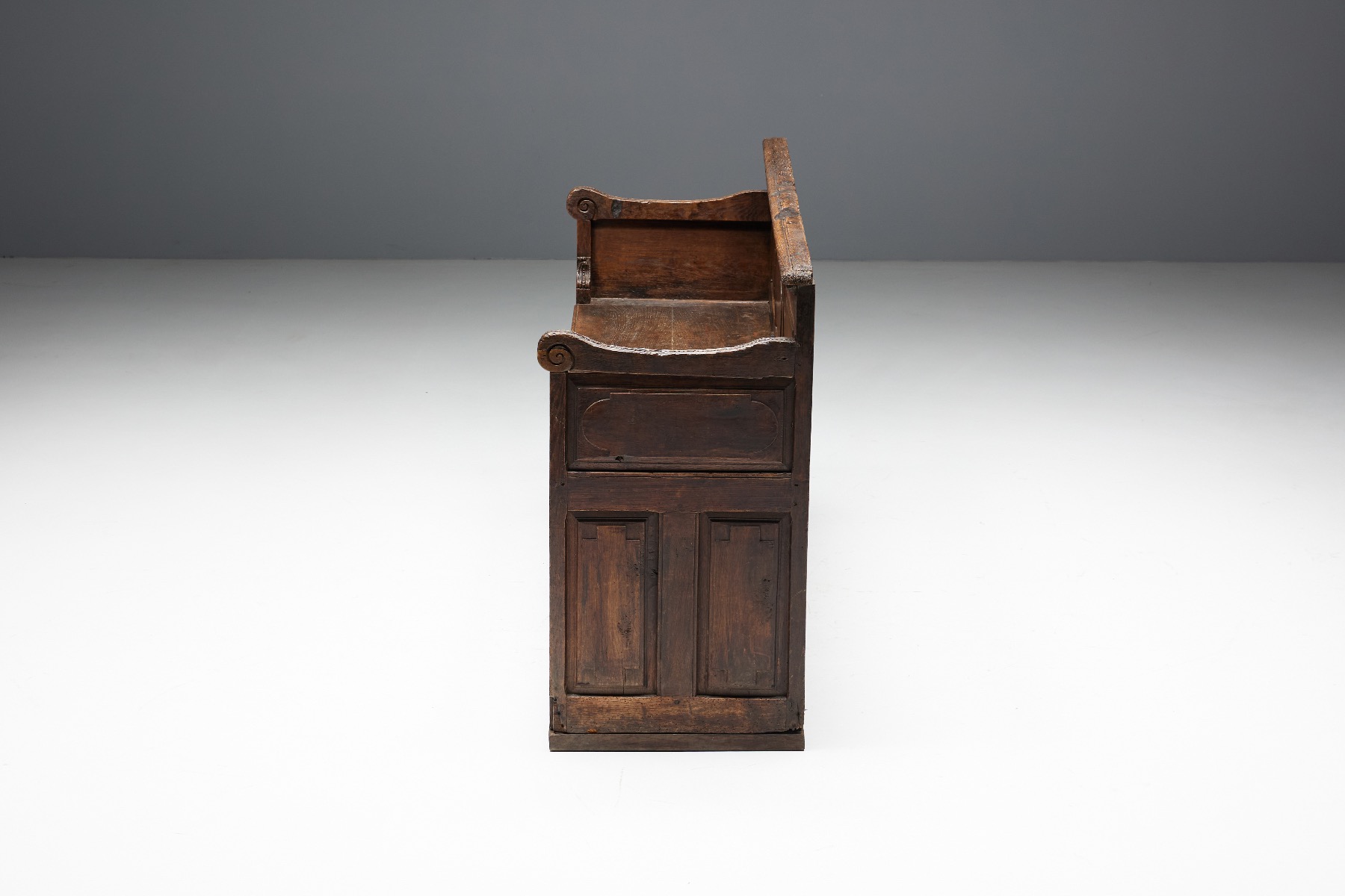 Traditional folk art wooden bench chest
