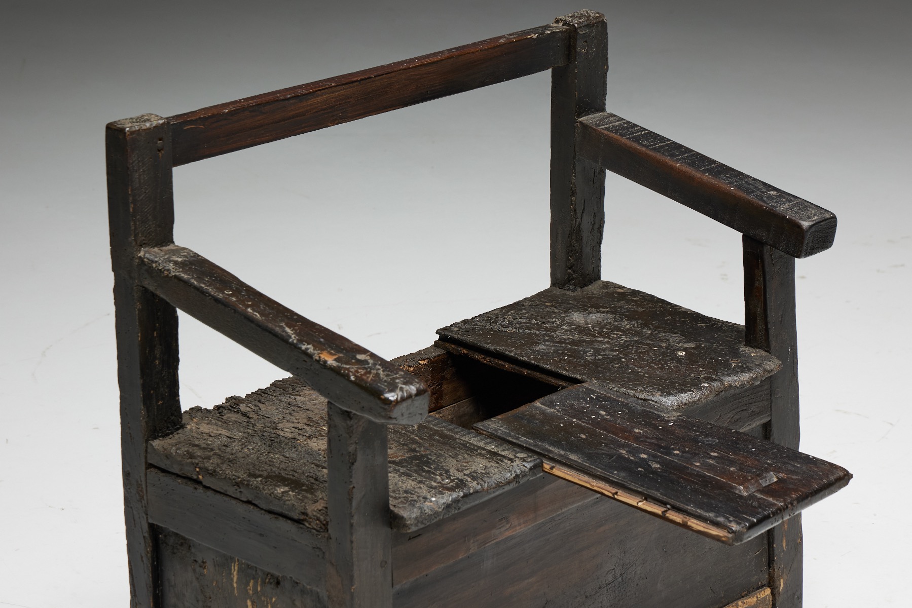 Traditional naive wooden bench in wabi style