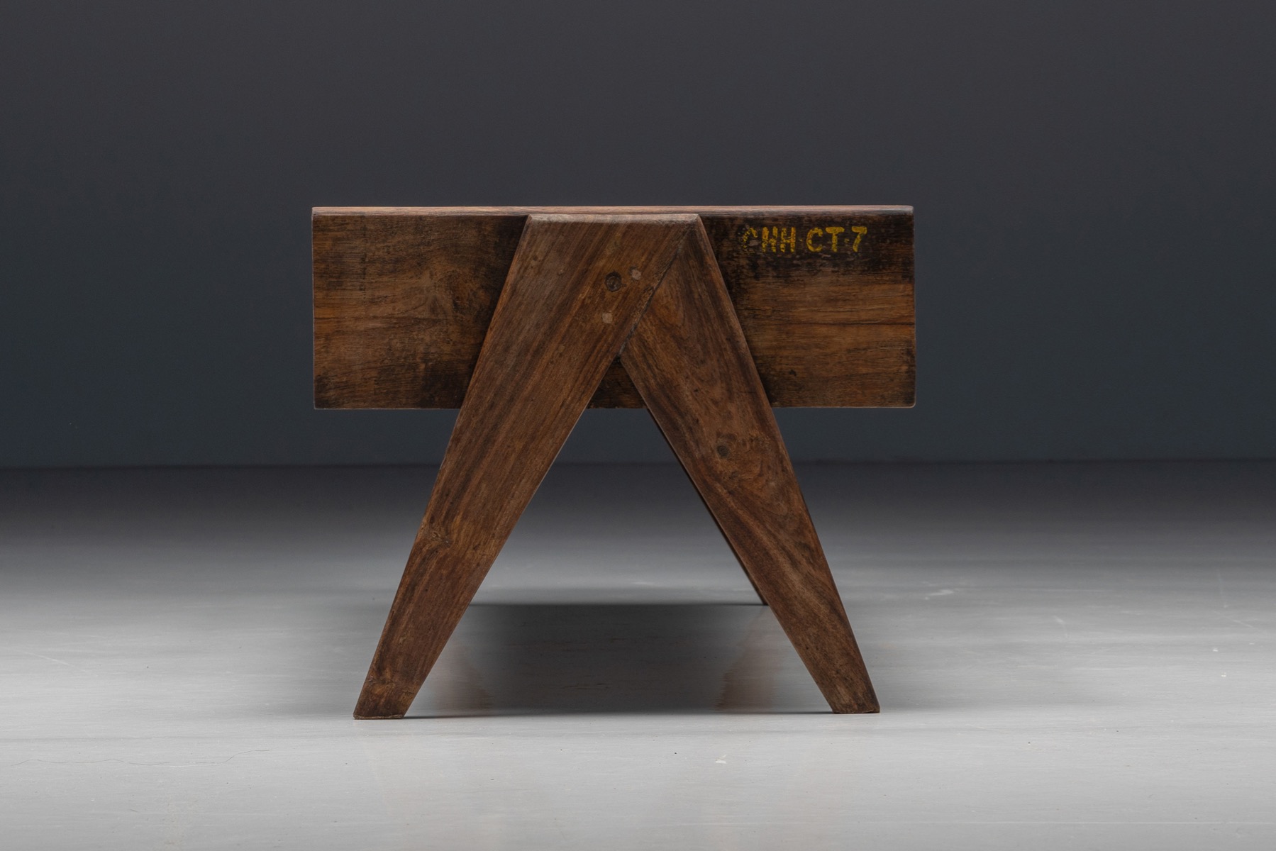 Vintage Indian modernist coffee table by Pierre Jeanneret
