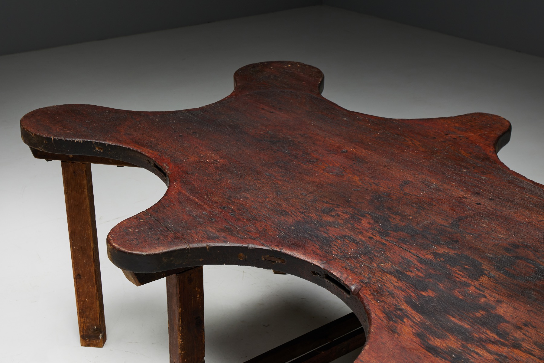 Vintage organic shape table in solid wood