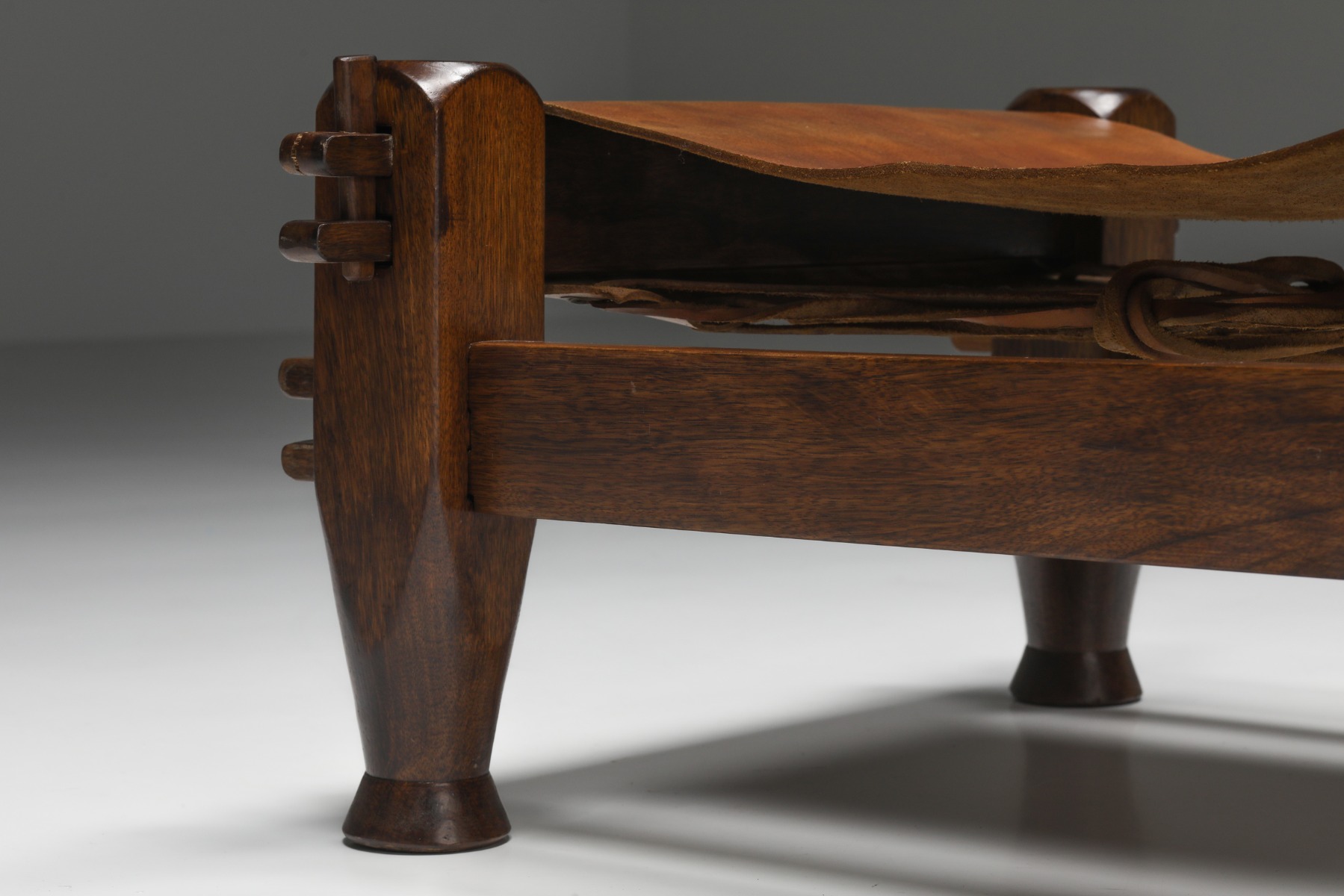 Vintage wood brutalist stools from Brazil from the 1960s