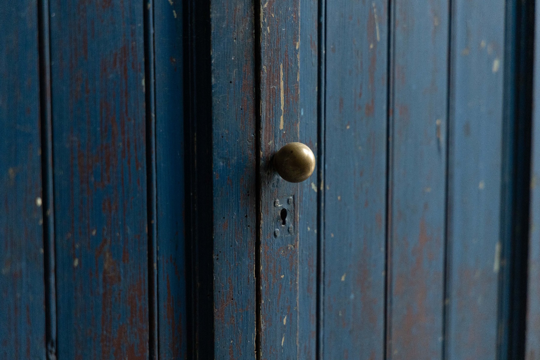 Traditional rustic blue storage unit
