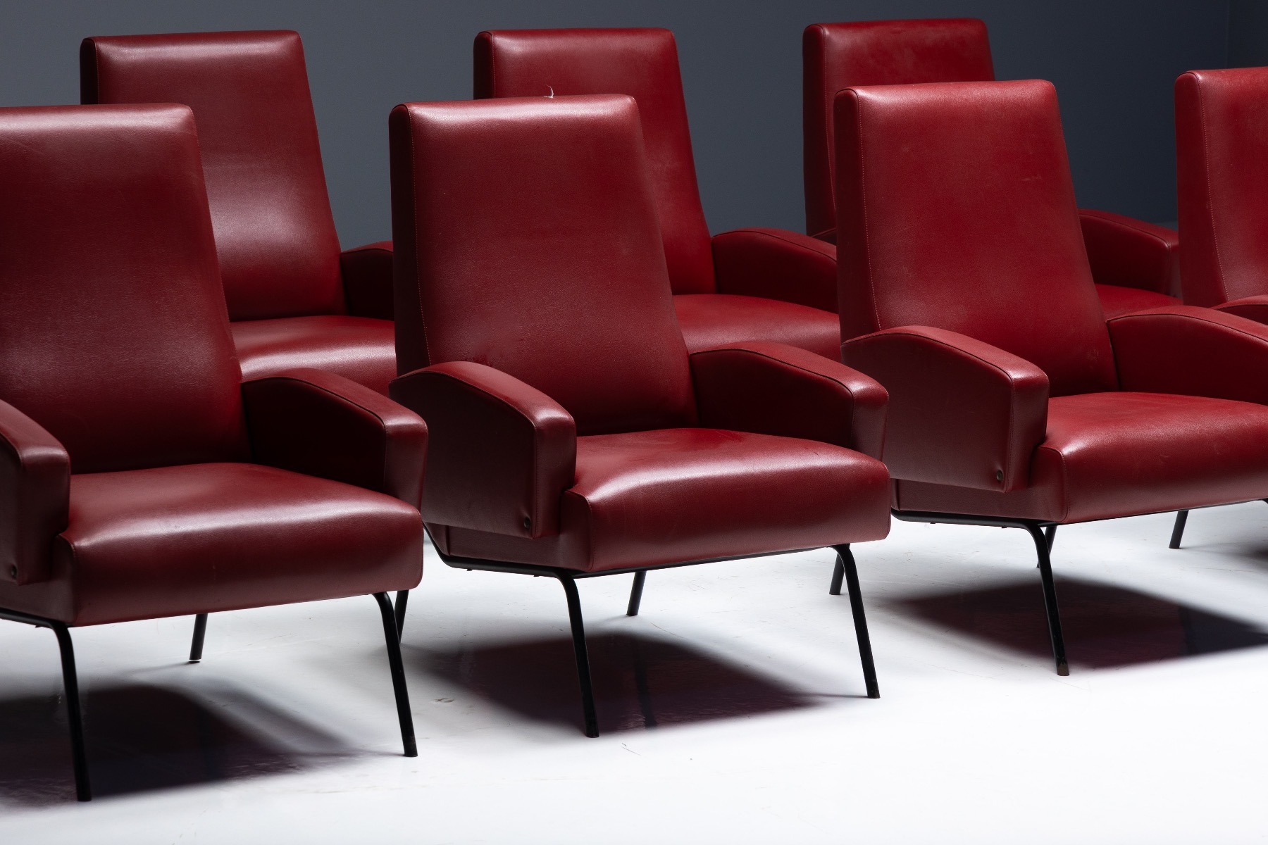 Architectural mid century lounge chair with clean lines