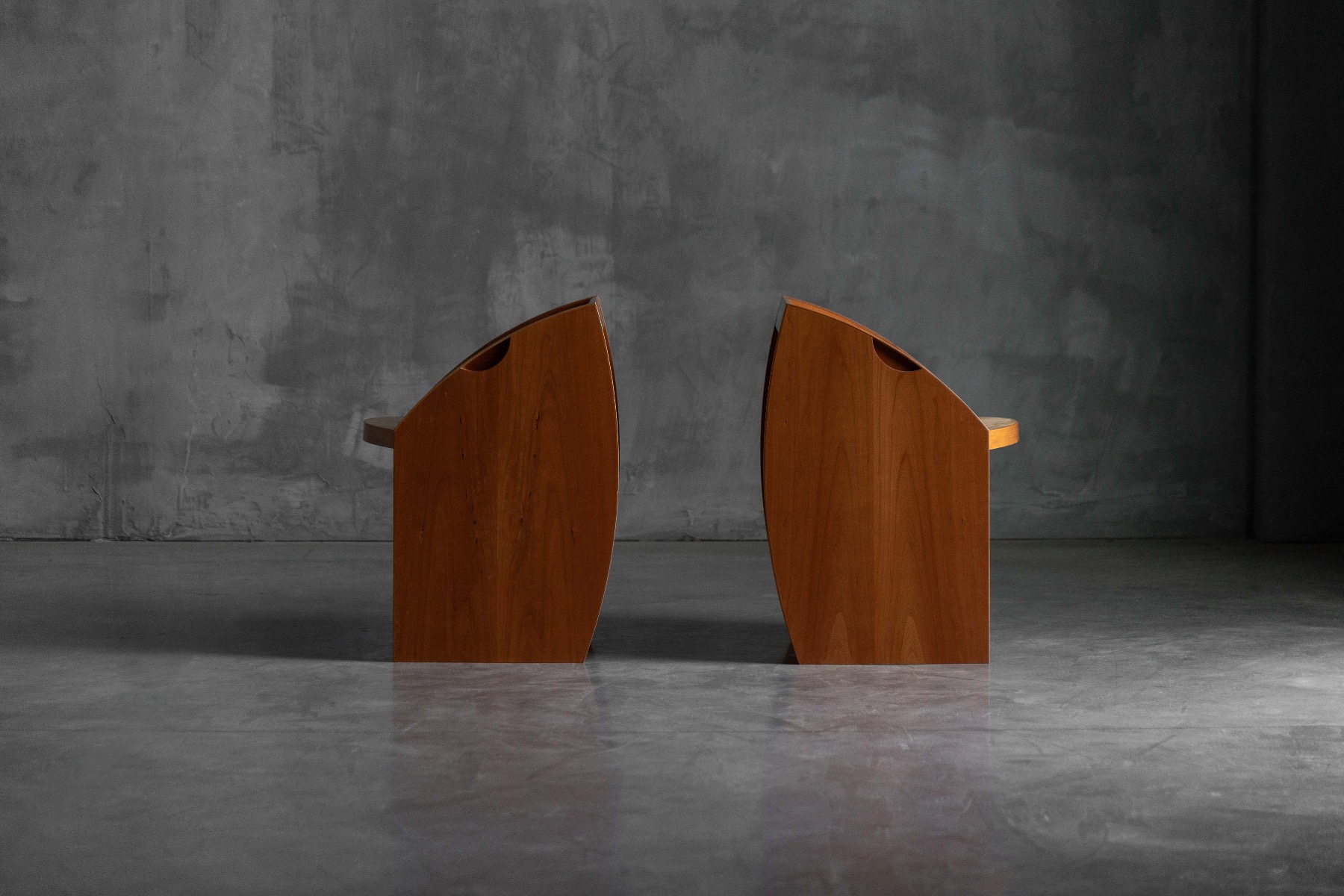 Architectural postmodern chairs with strong visual impact
