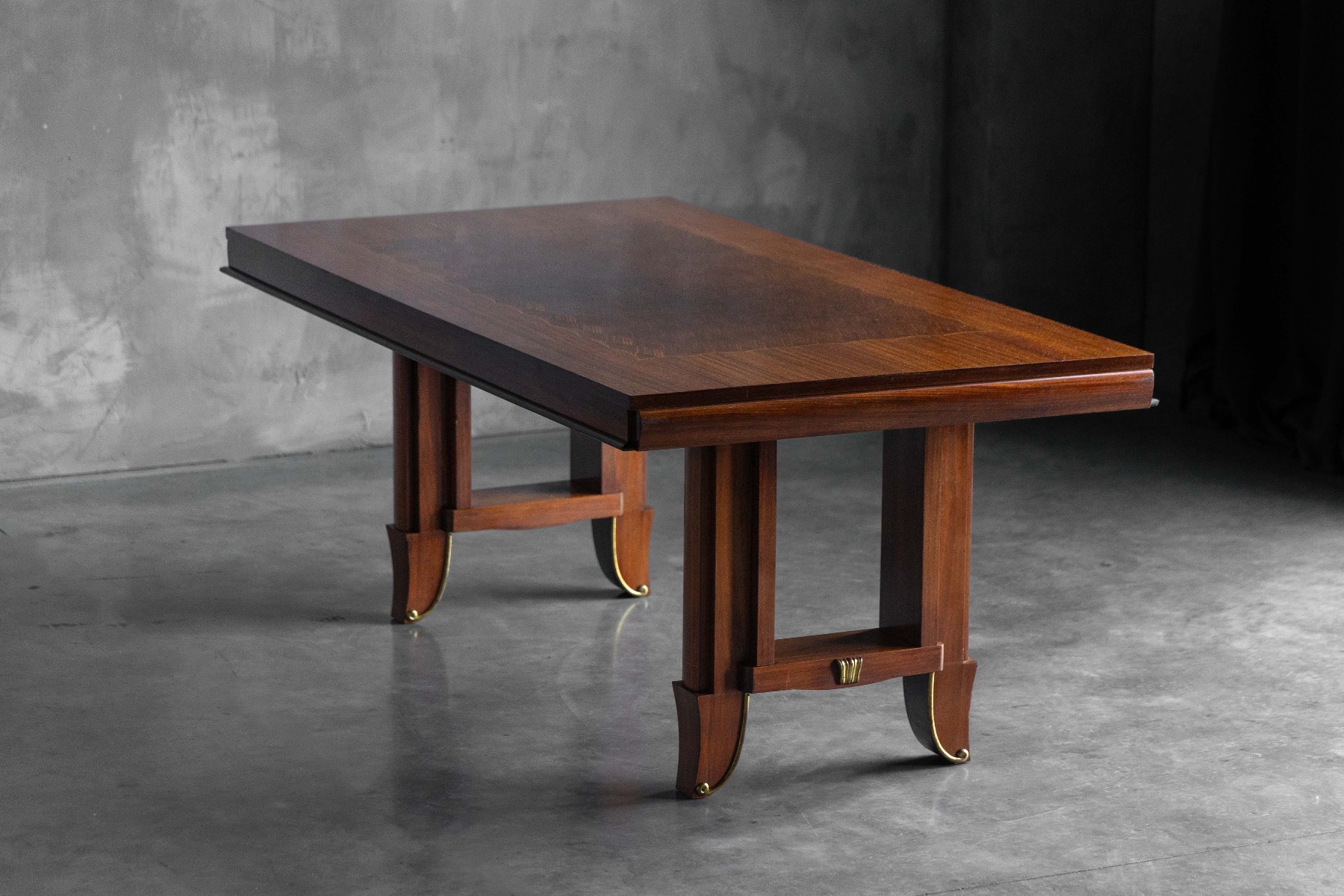 Solid wood Art Deco dining table walnut veneer