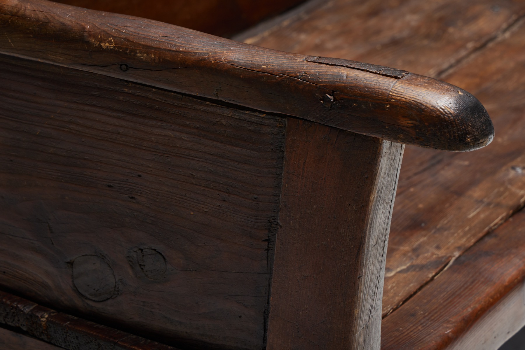 Authentic art populaire bench in antique wood