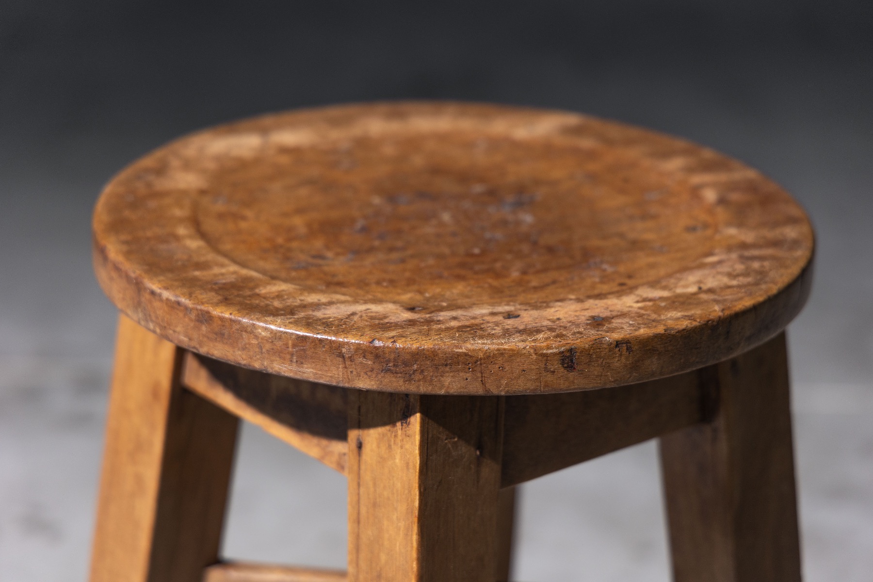 Collectible early 20th century artisan wood stool