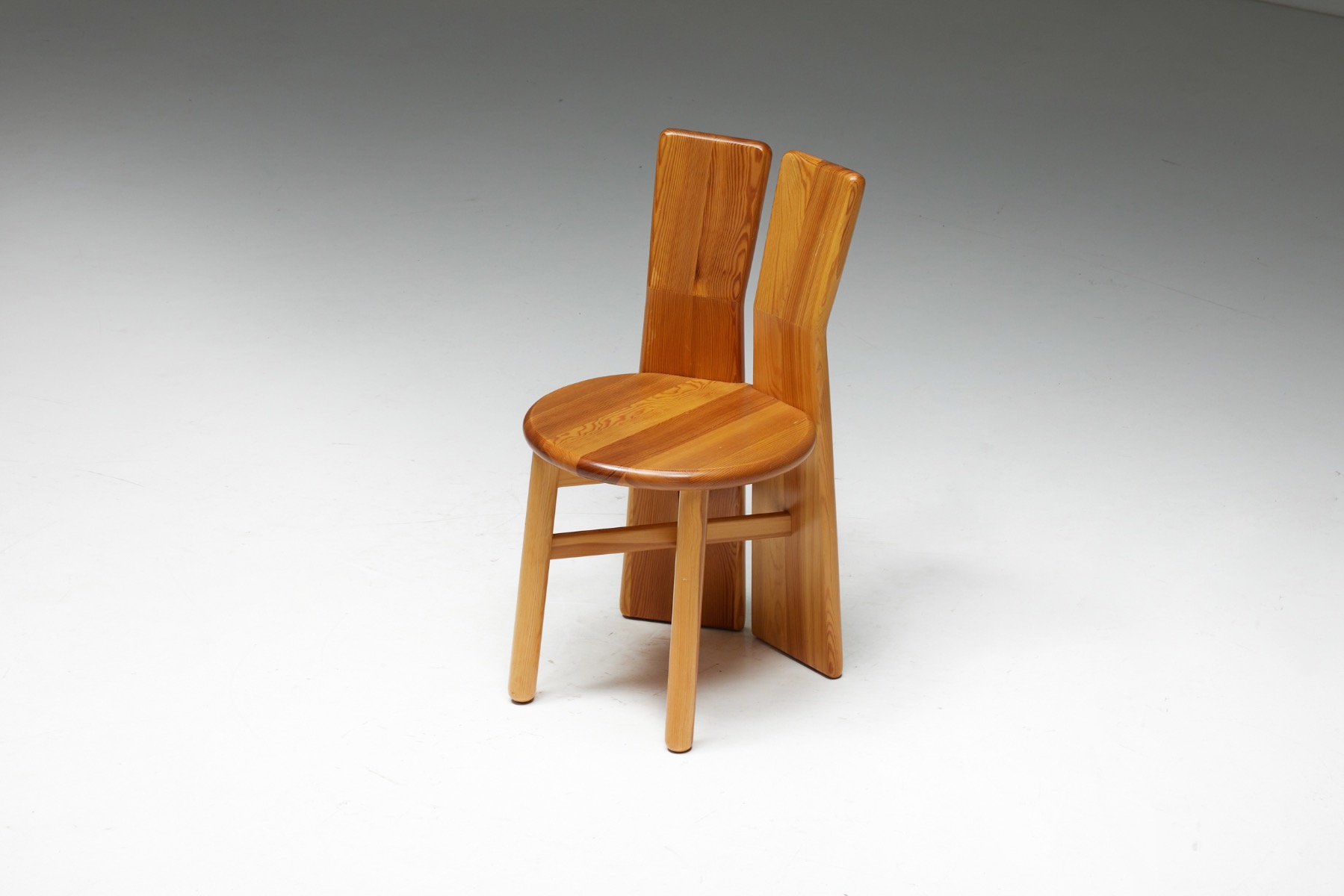 Collectible Italian pine dining chairs from the 1970s