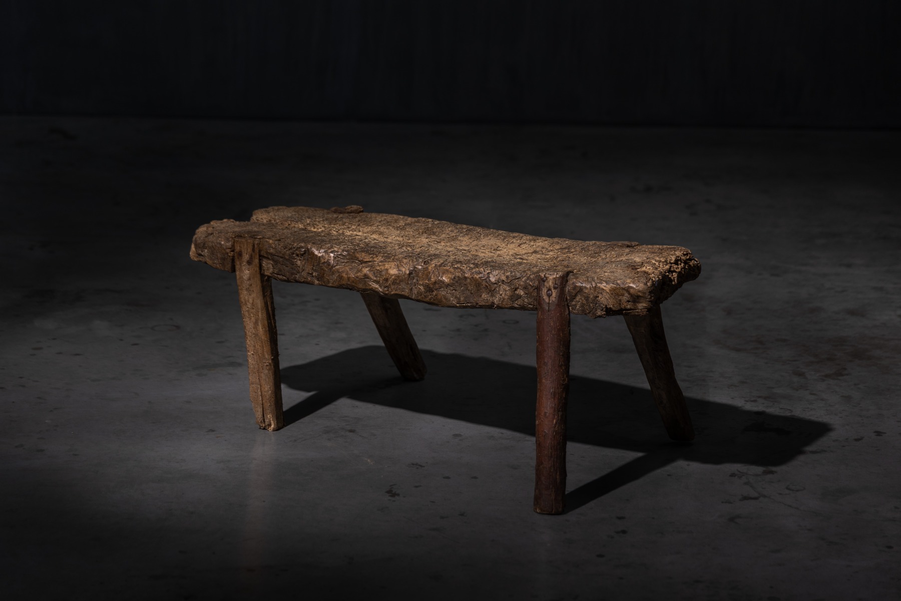 Authentic antique bench with decorative carving