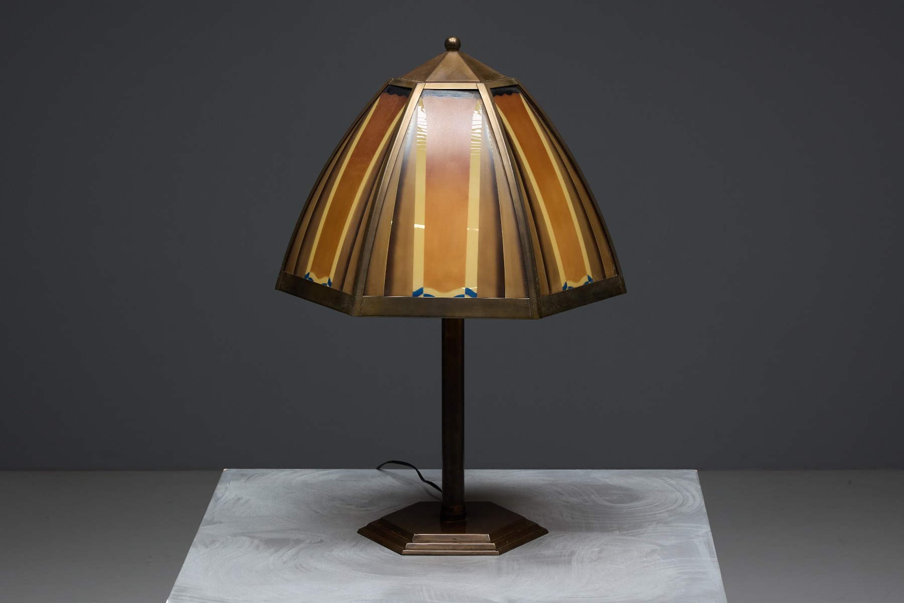 Gallery level 1920s Dutch bronze table lamp