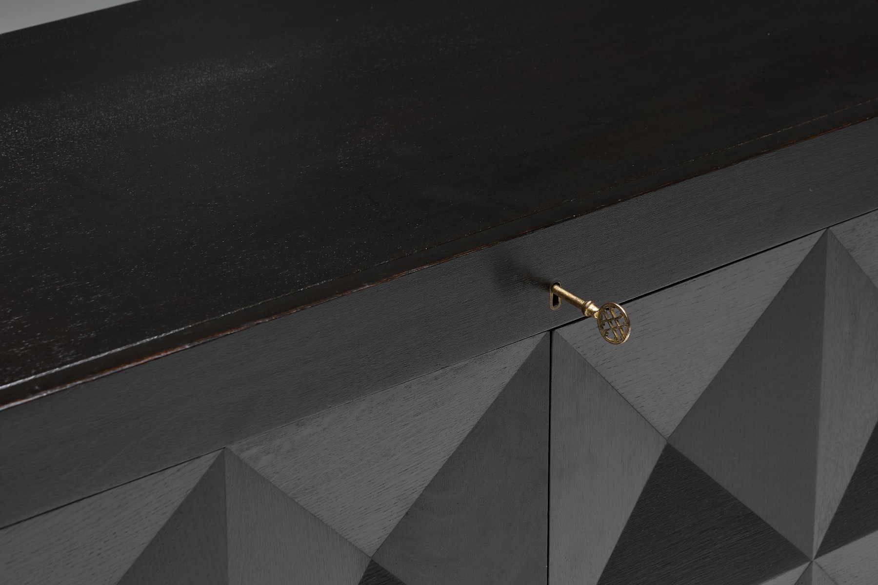 Heavy stained oak brutalist sideboard with bold presence