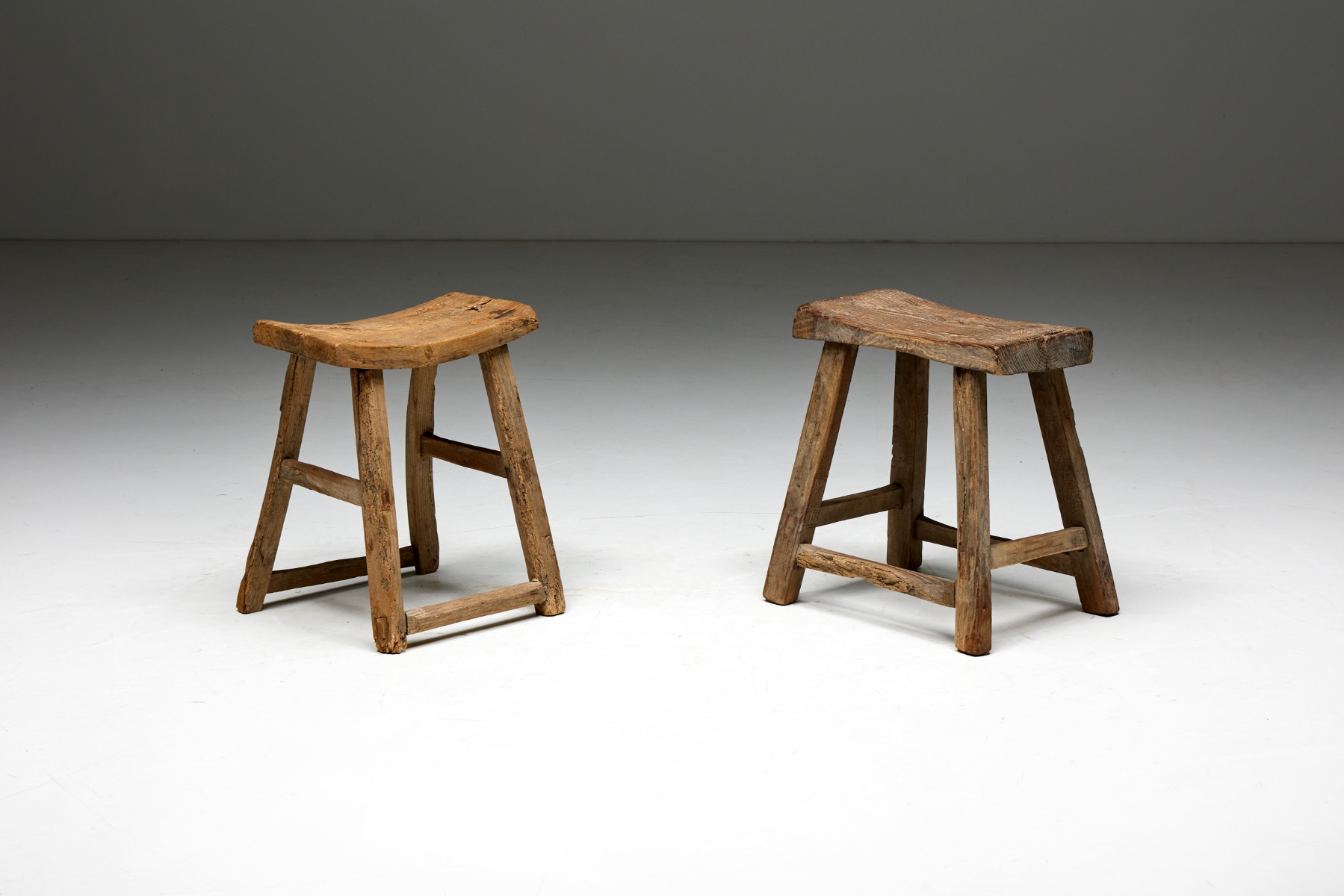 Historic folk art stool in solid wood design