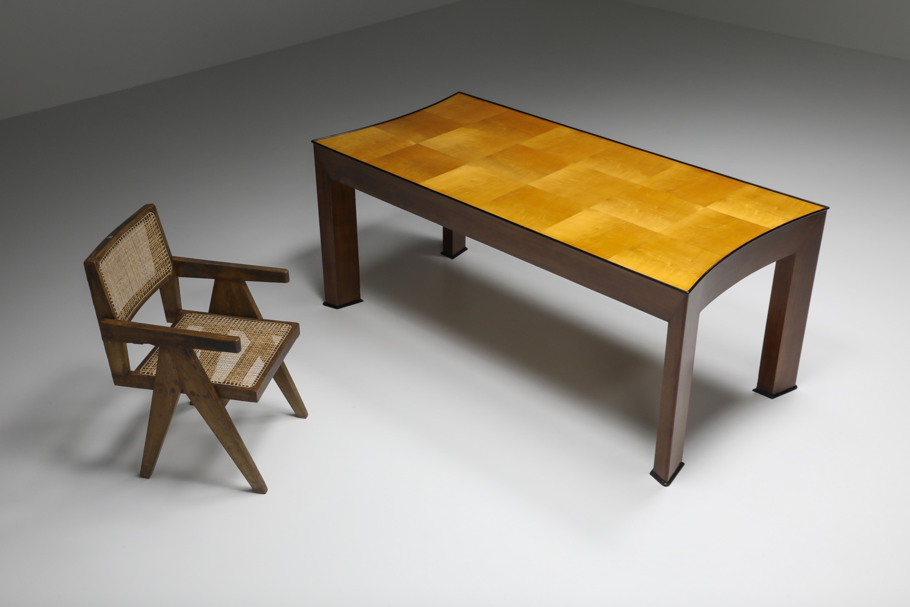 Iconic art deco concave dining table from the 1970s