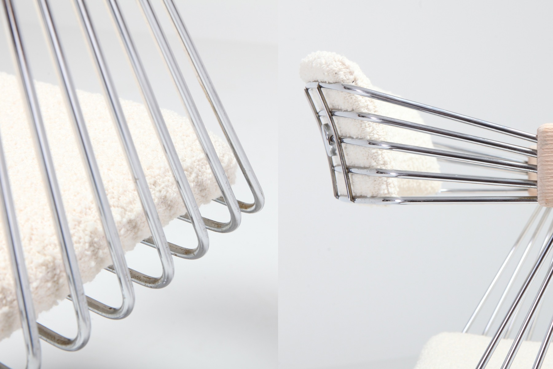 Iconic postmodern wire swivel chairs by Rudi Verelst