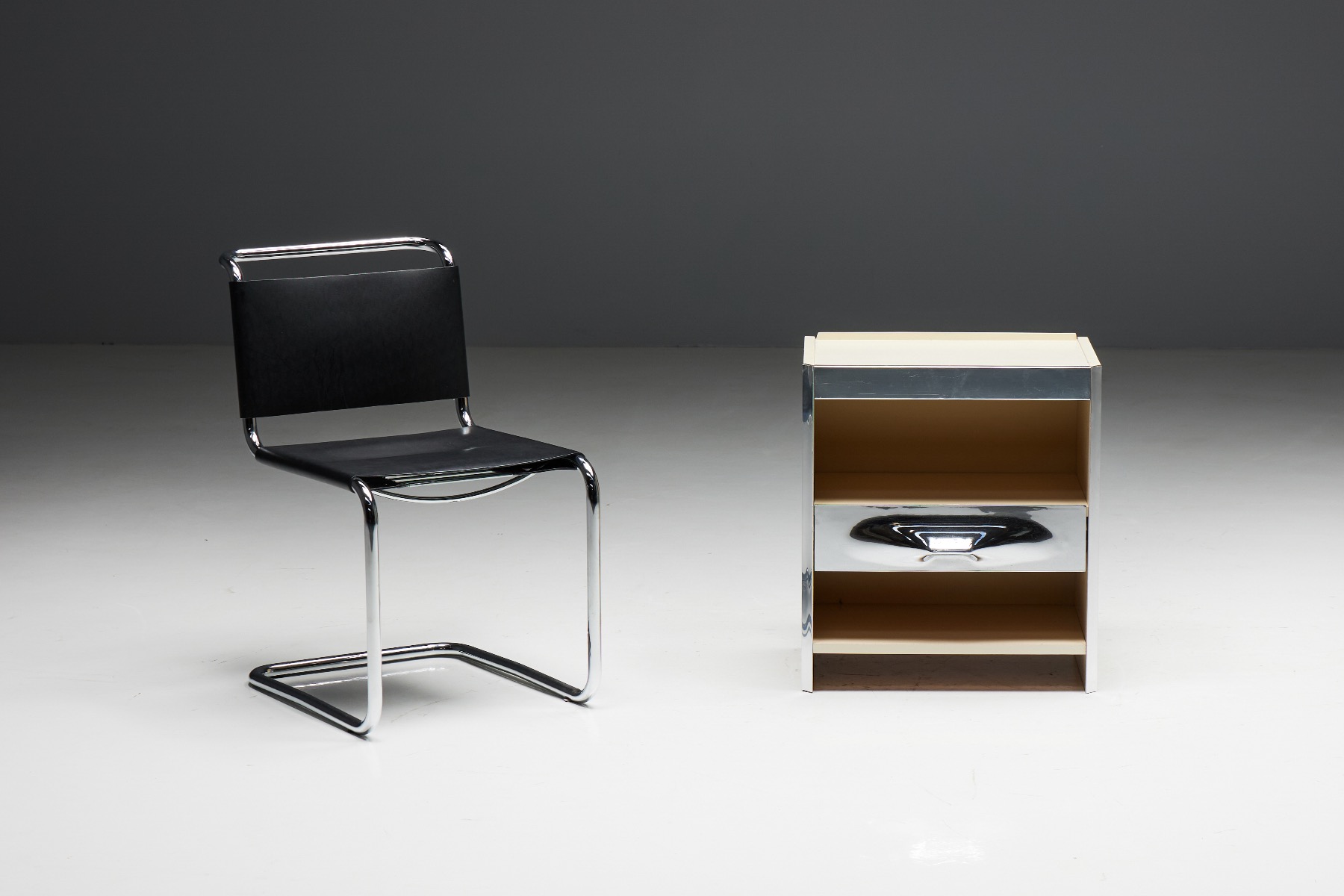 Iconic bedside table by Raymond Loewy from the 1960s