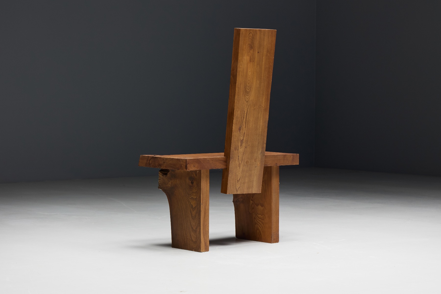 Organic form monoxylite chair in vintage style