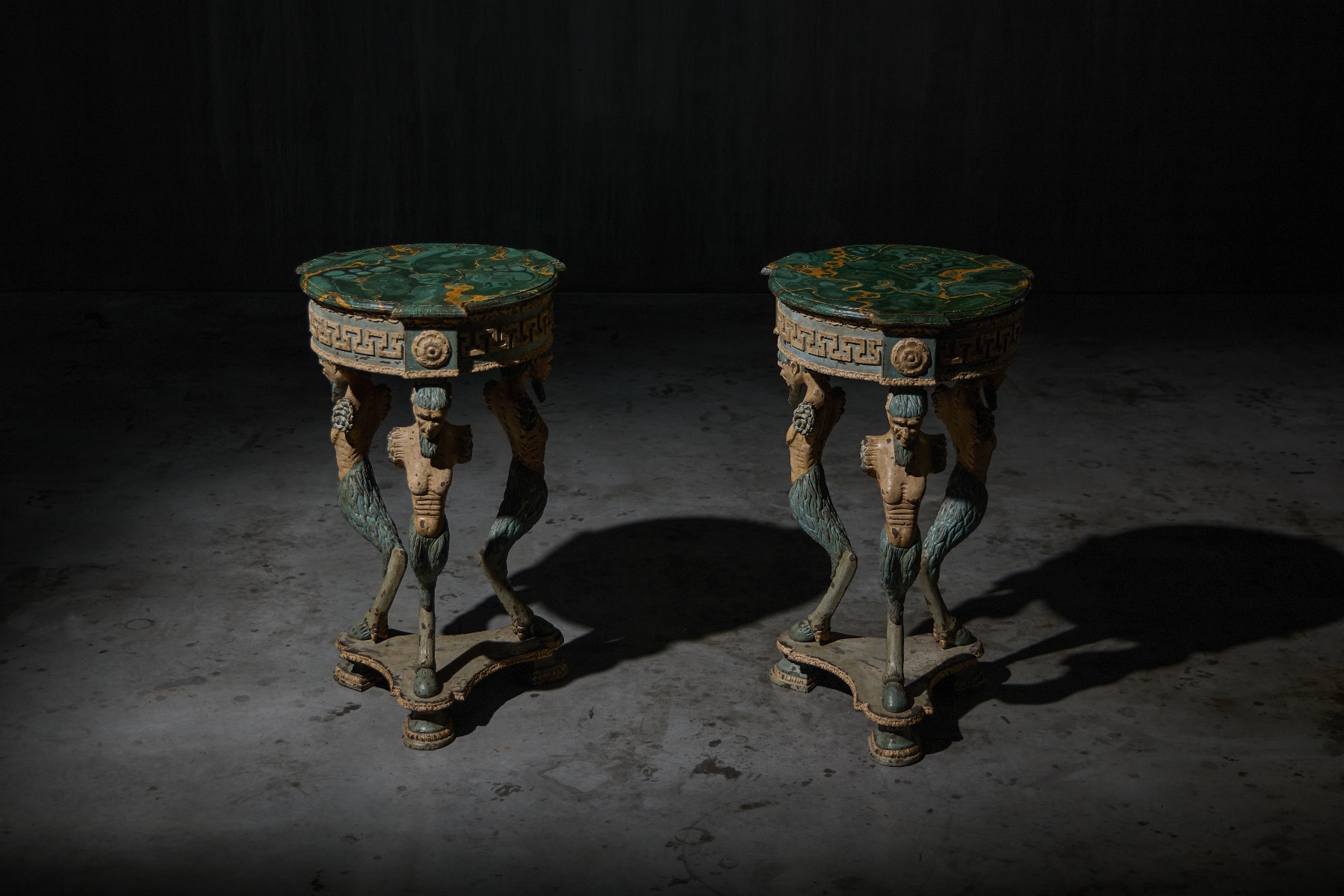 Architectural tripod gueridon with classical inspiration