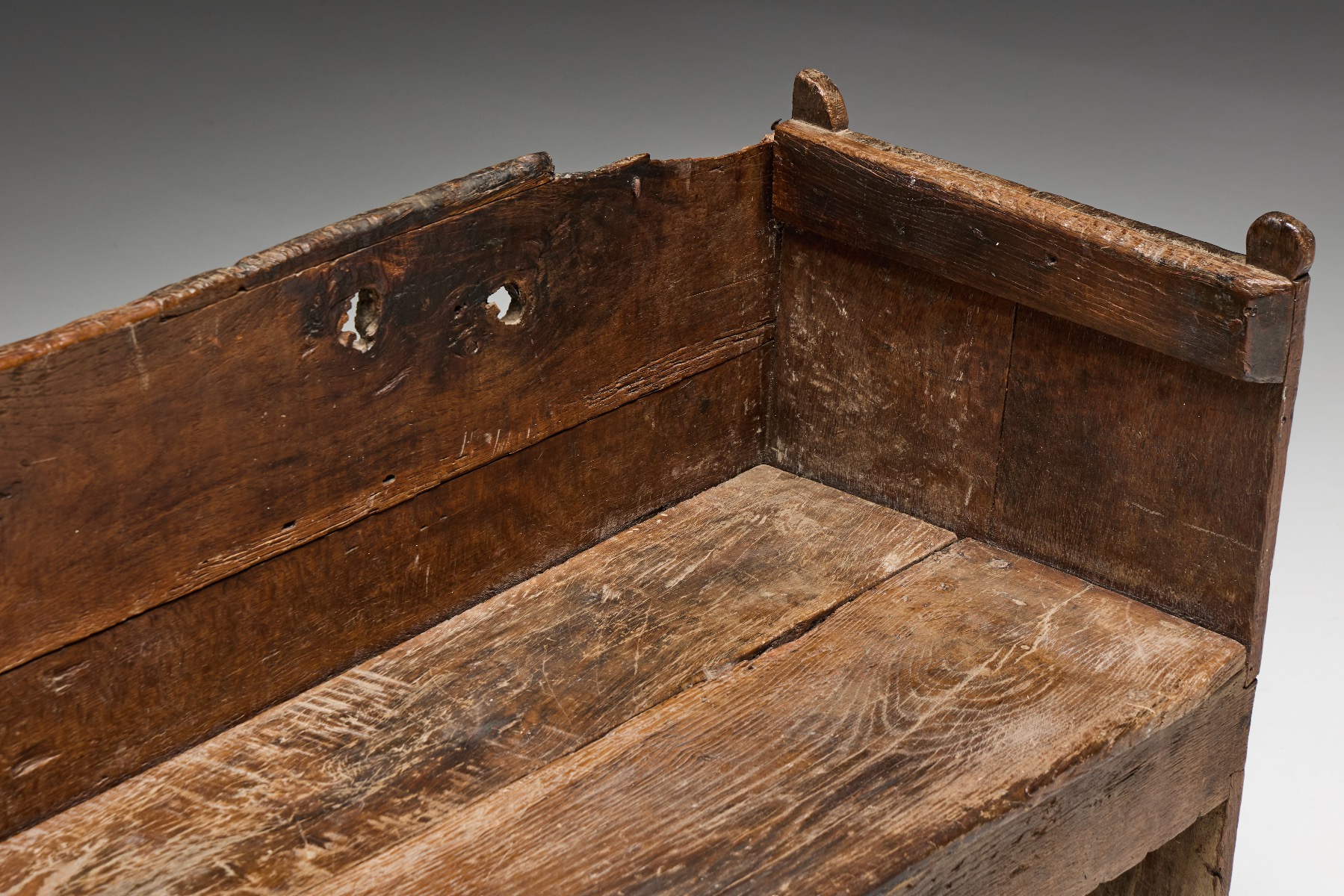 Patinated wood rustic bench 19th century