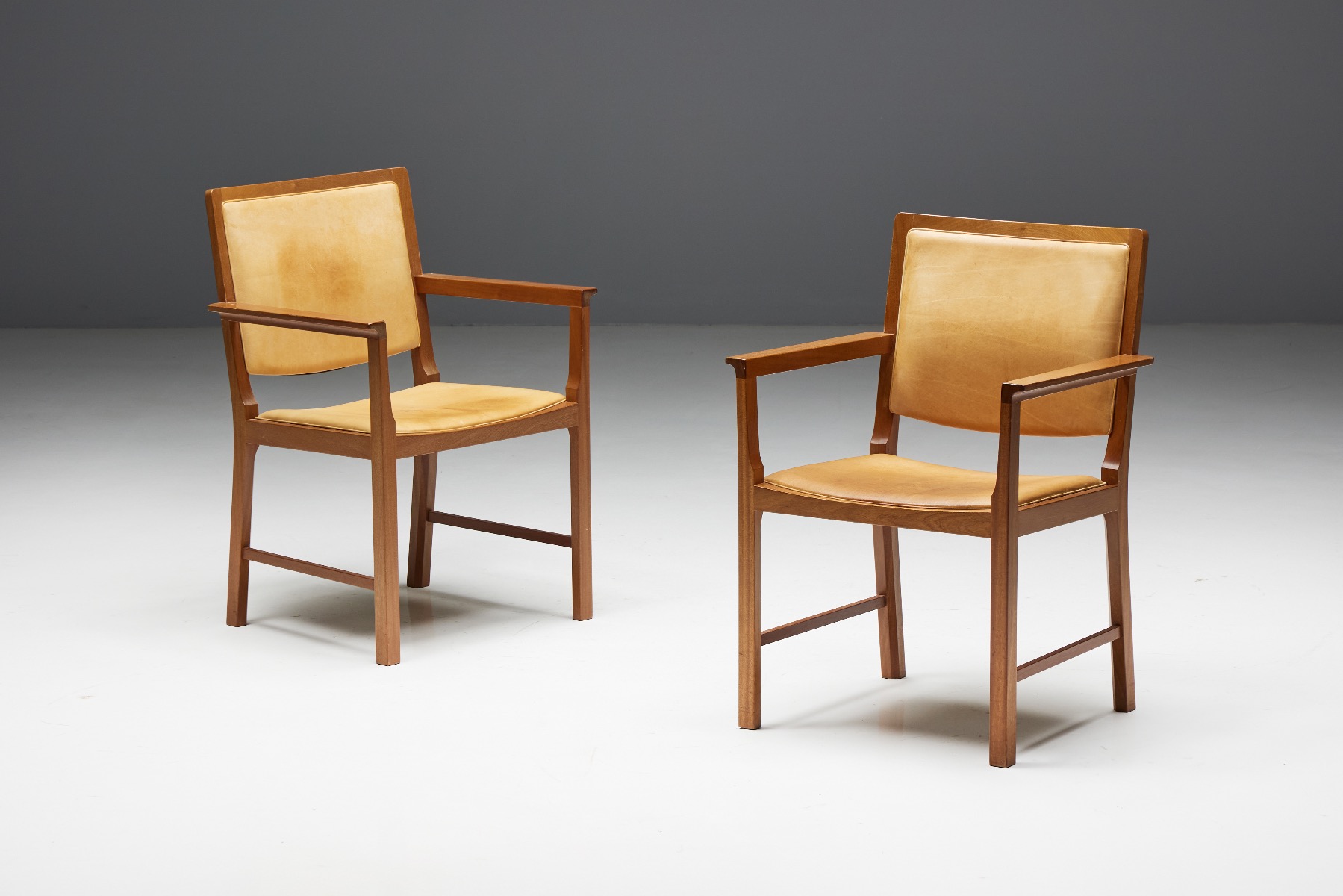 Retro Scandinavian meeting room chairs in leather