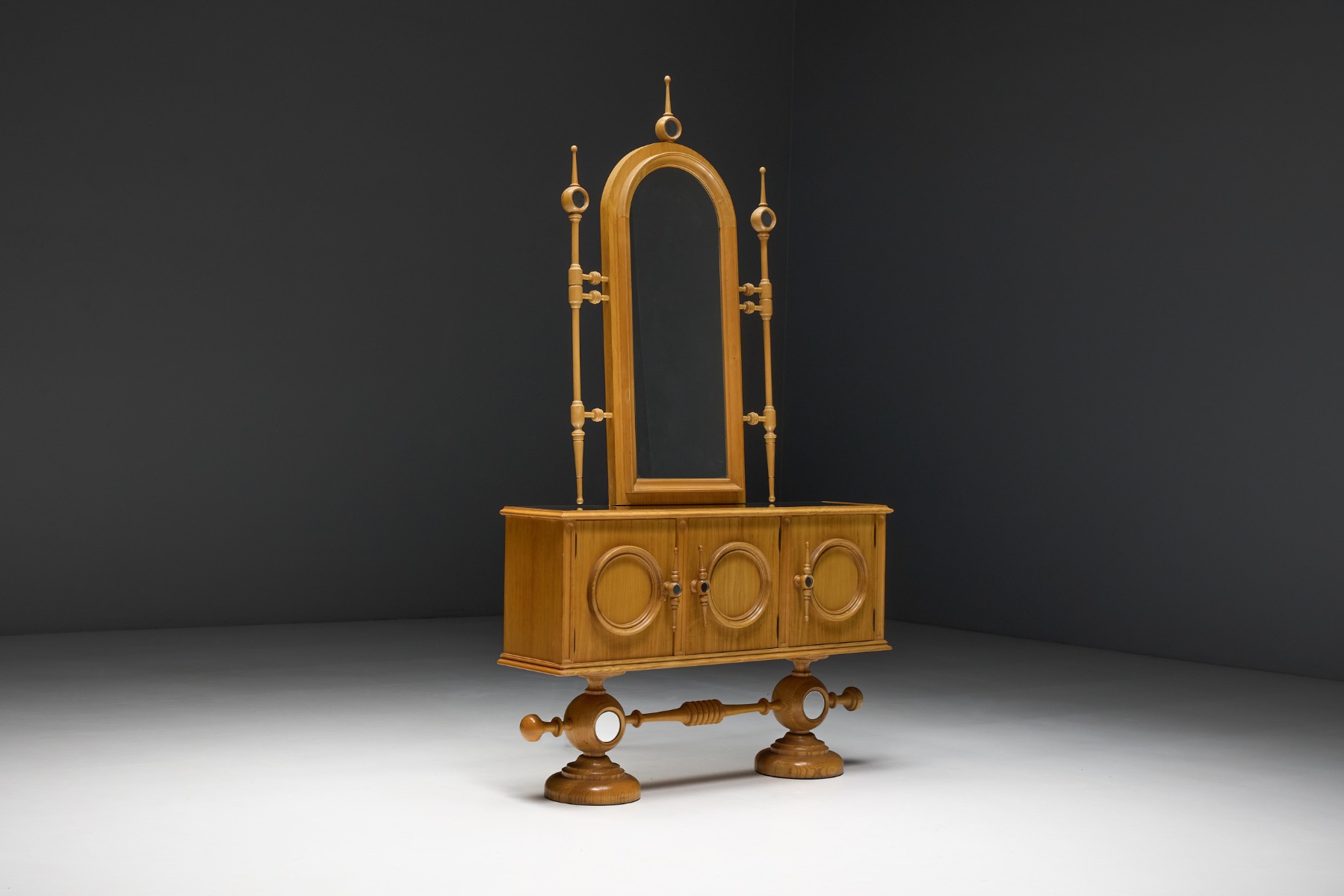 1960s French vanity cabinet in revival furniture style