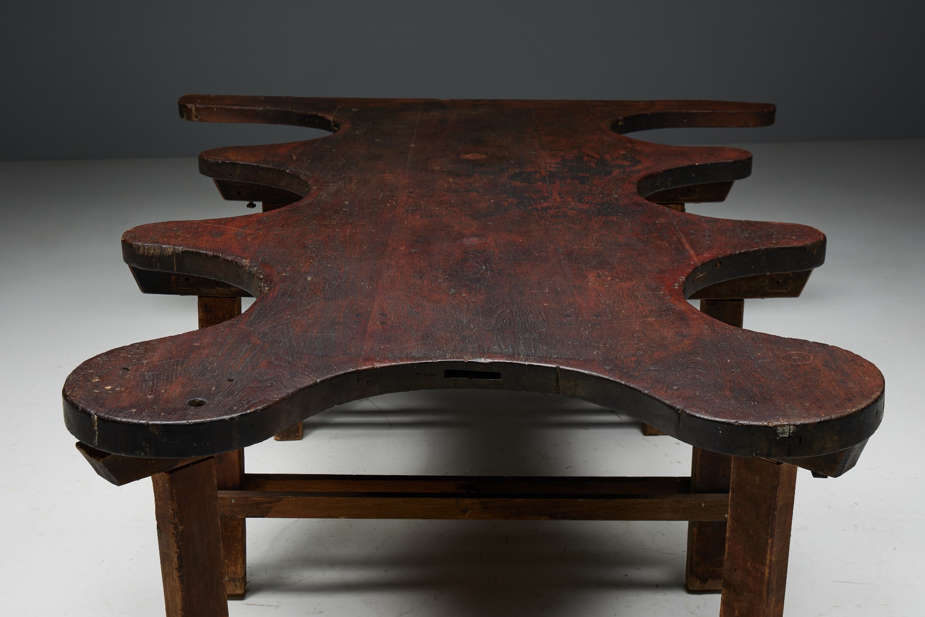 Rustic hand carved organic table in wood