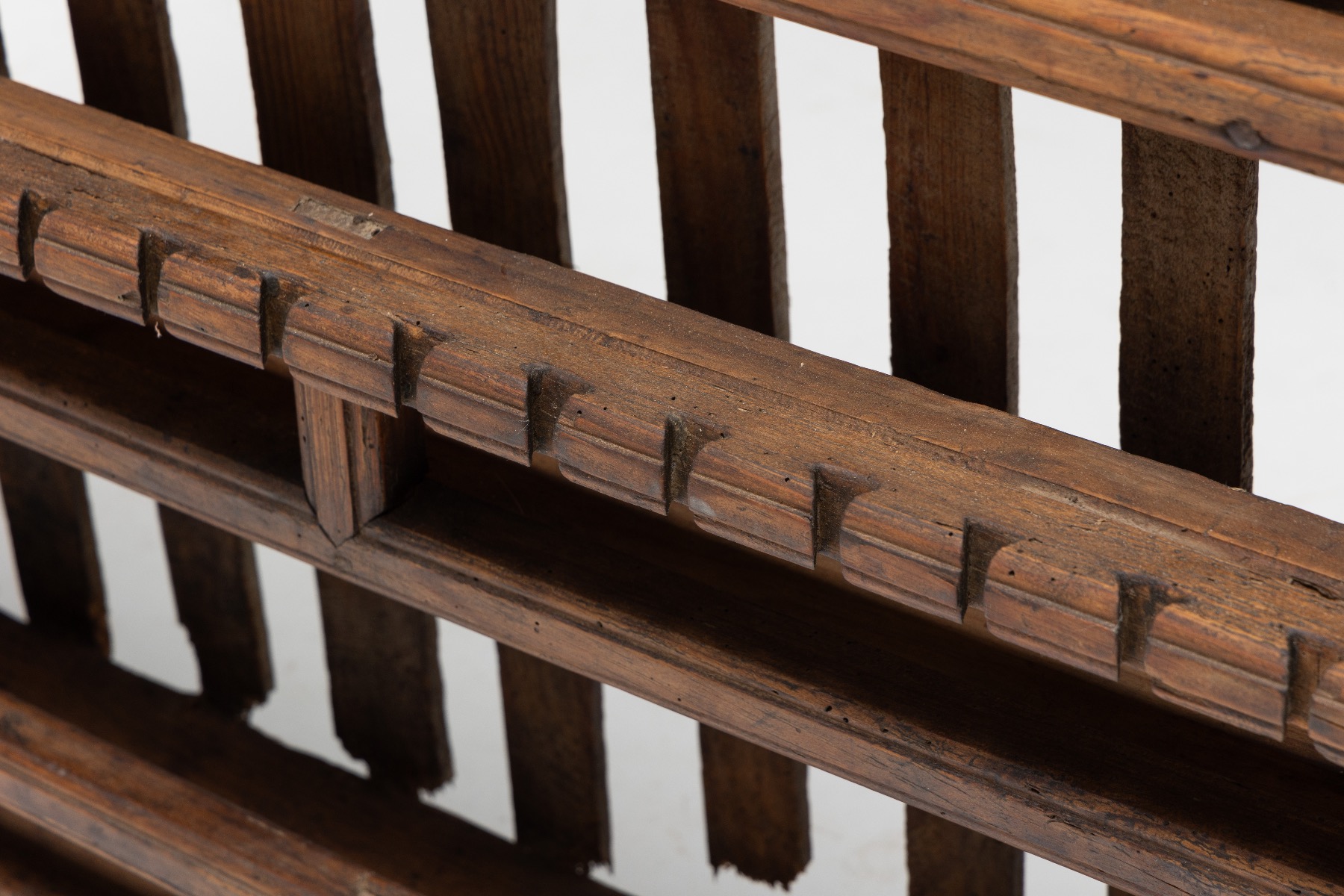 Rustic solid wood shelving unit 19th century