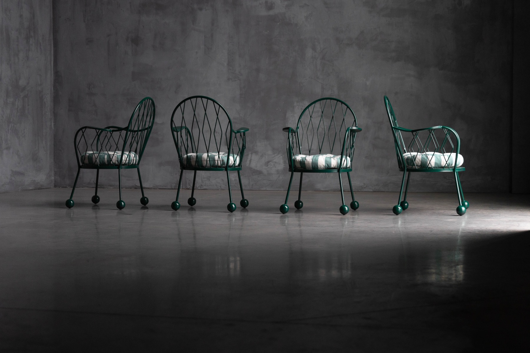 Sculptural metal garden armchair from the mid century period