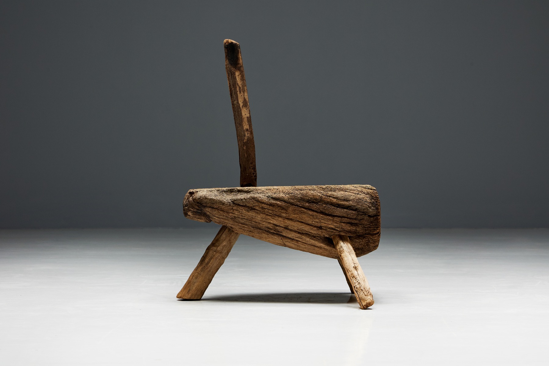 Solid monoxylite tripod chair antique furniture piece