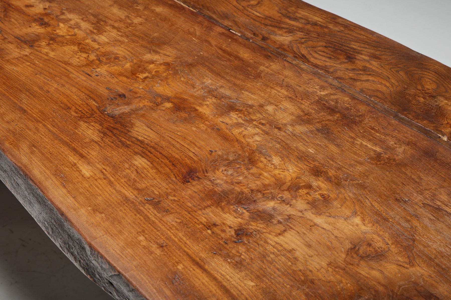 Solid wood brutalist dining table antique piece