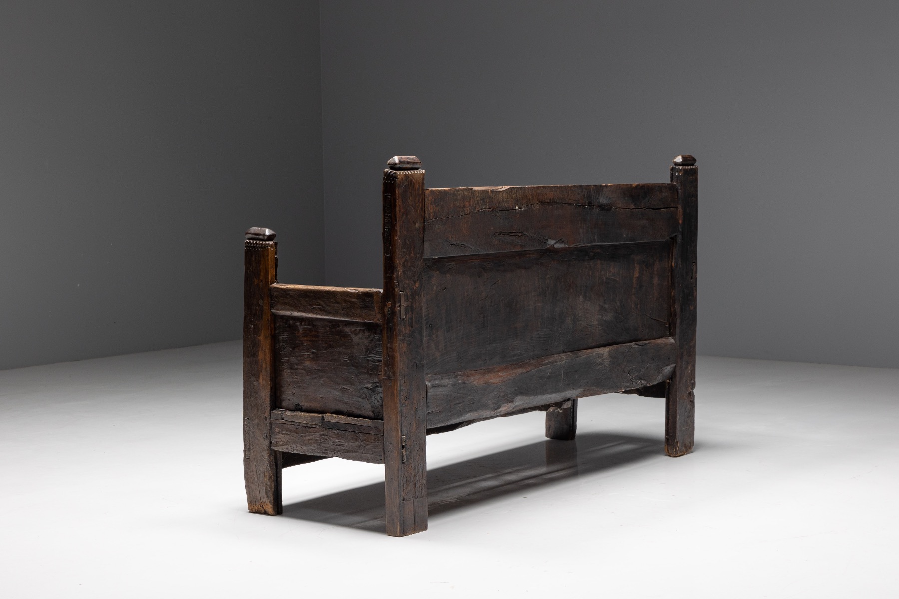 Solid wood folk bench antique furniture piece