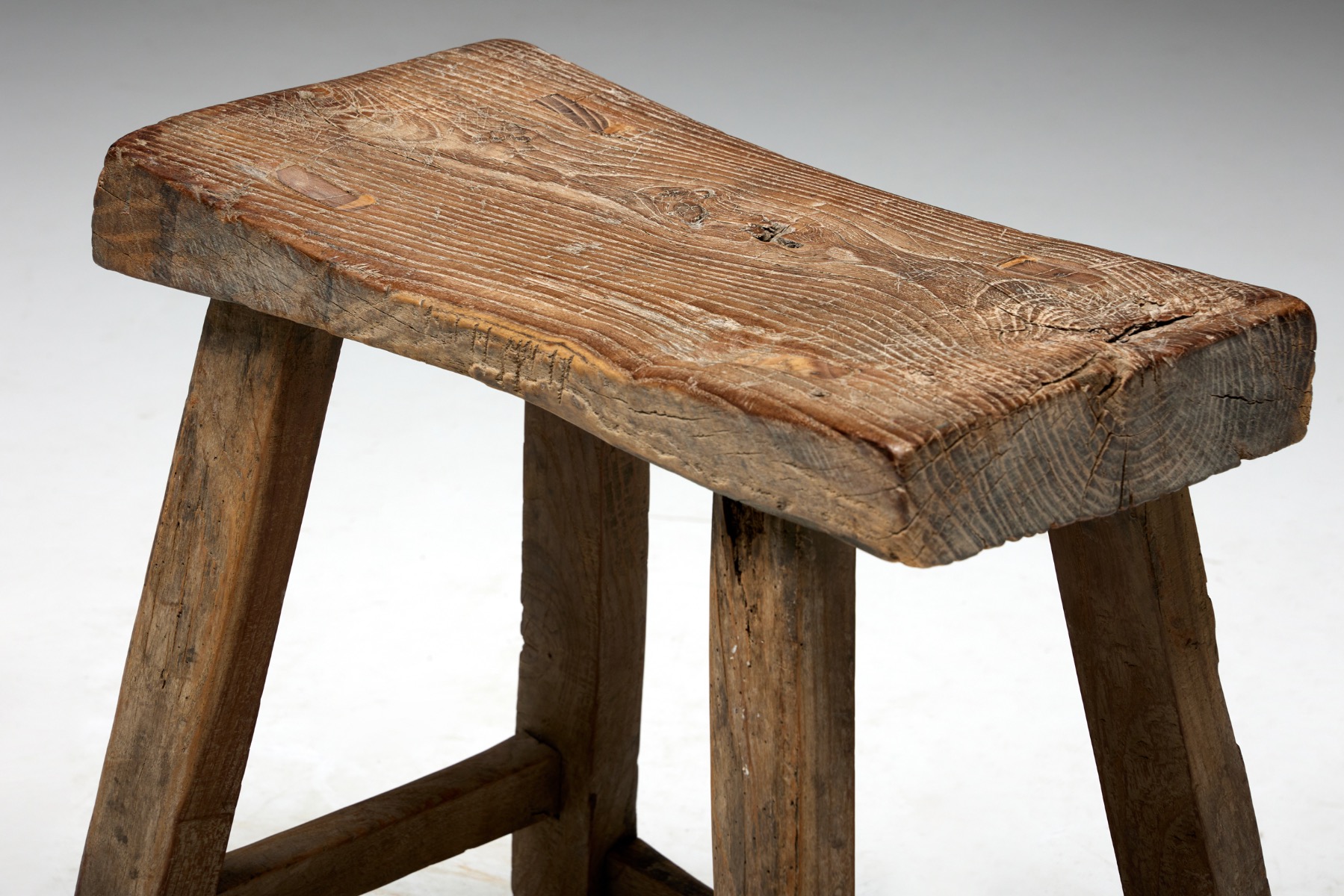 Solid wood French stool antique furniture piece