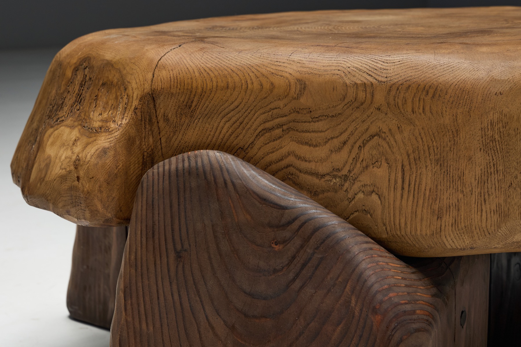 Solid wood coffee table with hand carved detailing
