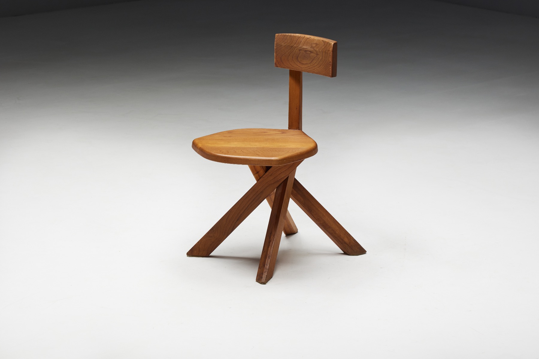 Solid wood S34 dining chairs in French modernist design