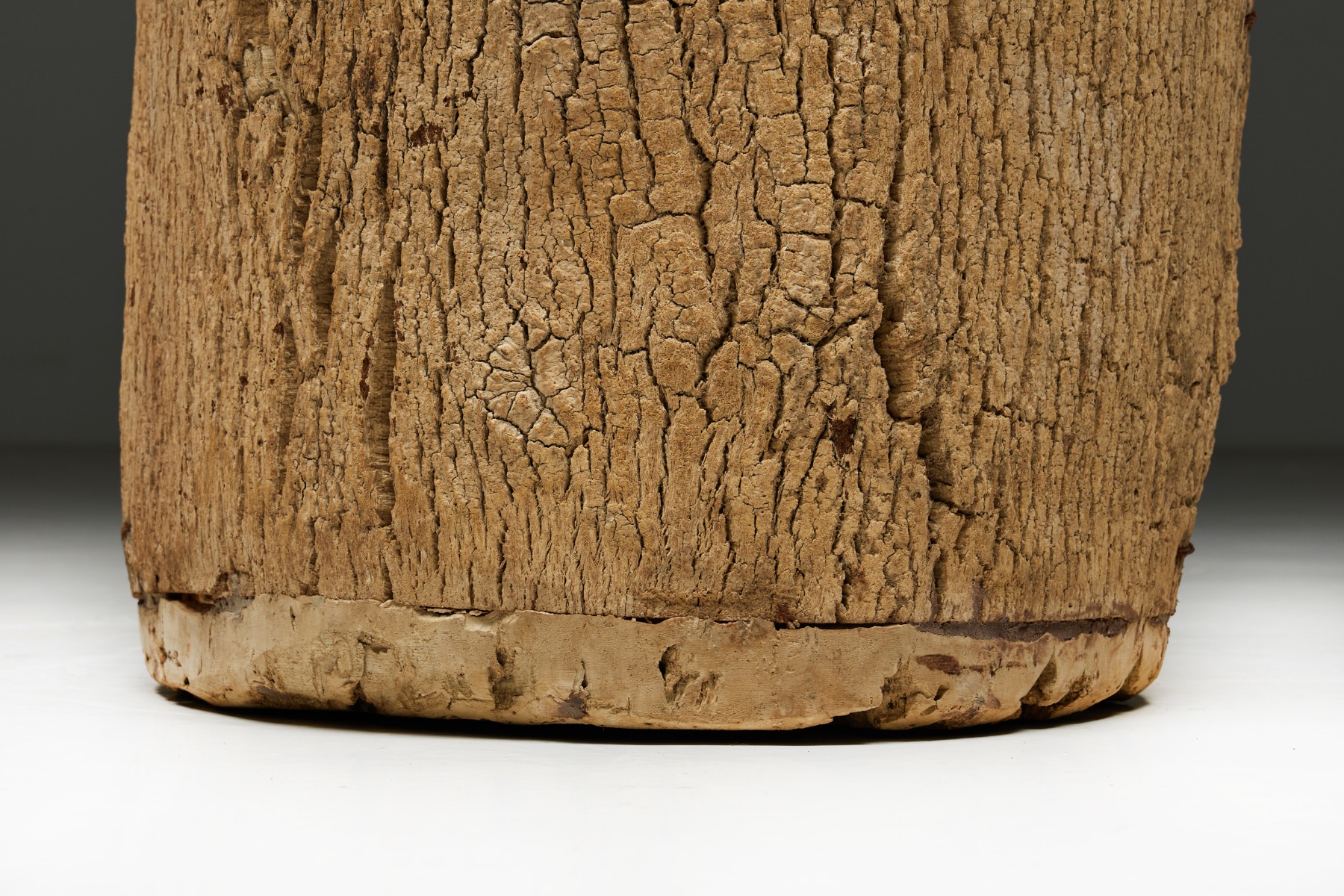 Solid wood tree trunk basket antique piece