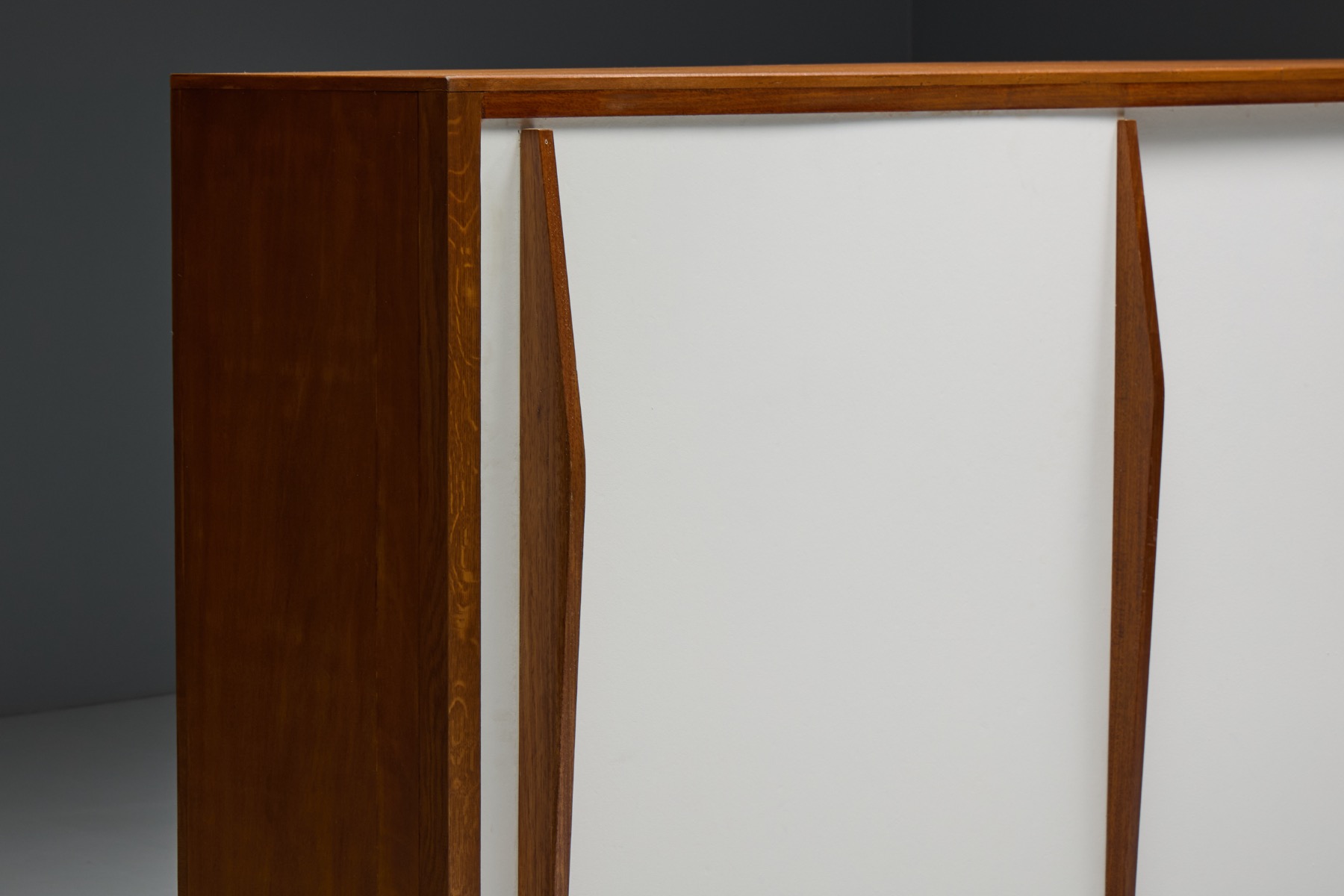 Vintage modern storage piece with sliding doors by Perriand and Prouvé