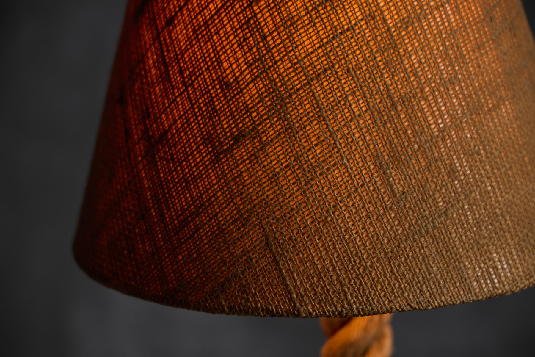 Textured rope floor lamp with woven jute lampshade