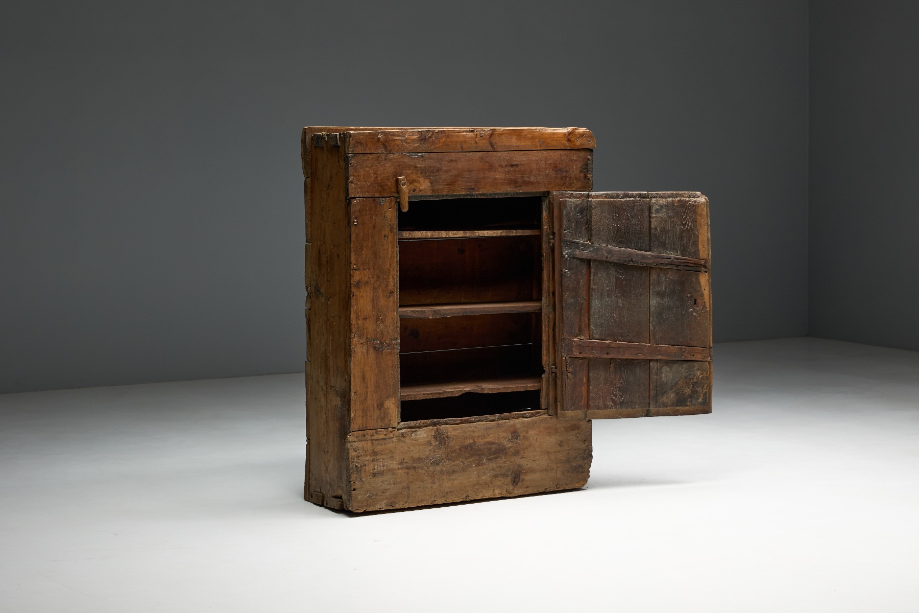 Timeworn 18th century alpine cabinet with authentic surface