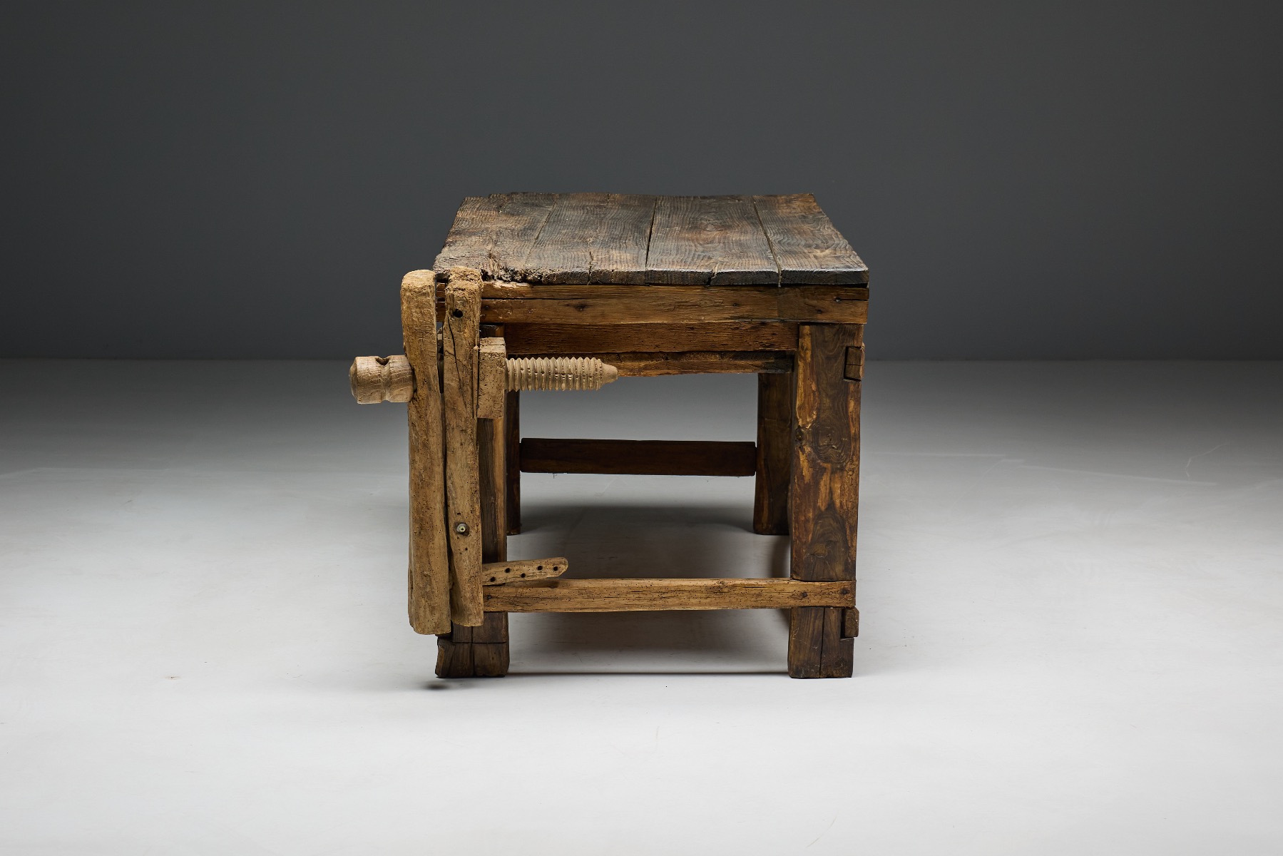 Traditional primitive wood bench 1800s