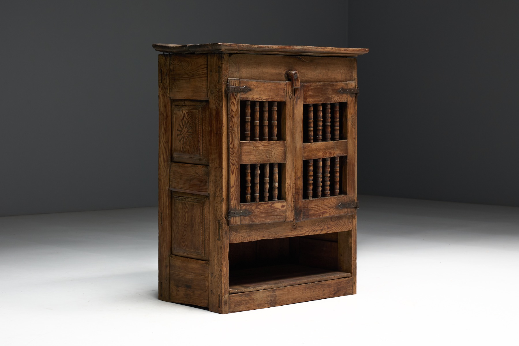 Traditional rural pantry cabinet crafted in solid wood