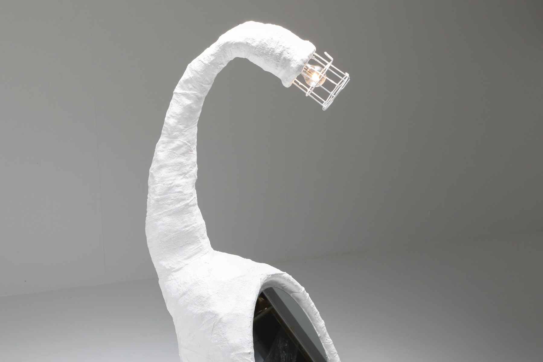 Unique sculptural lamp by Decio with mirror design