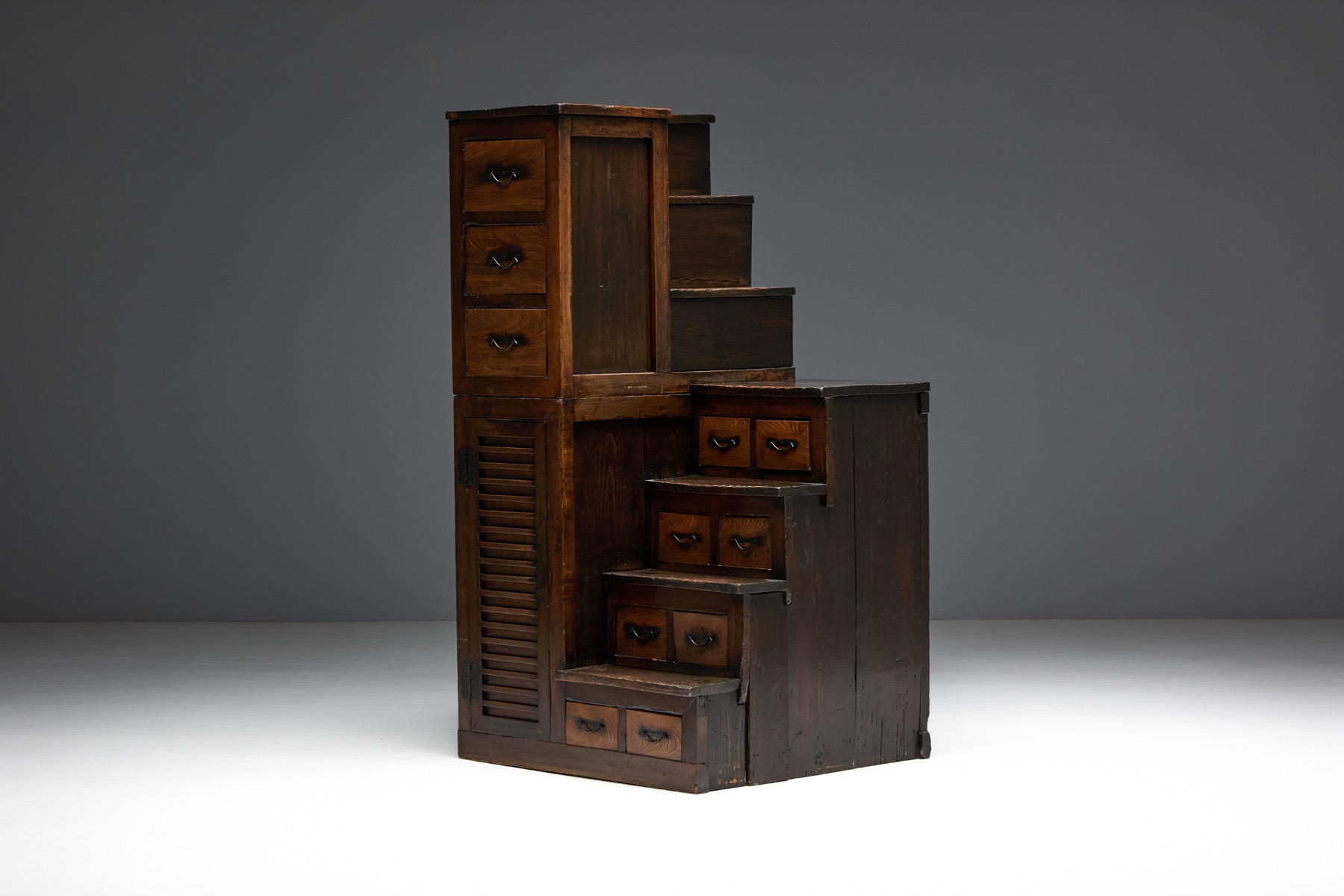 Vernacular Japanese stair chest of the Kaidan Tansu type