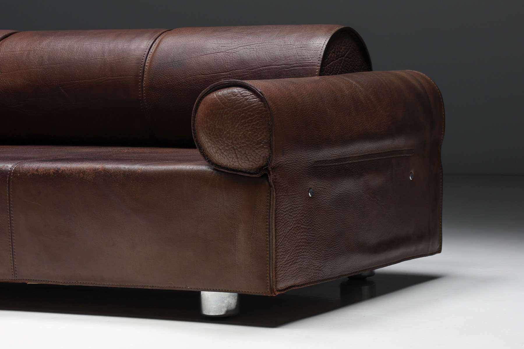Vintage Italian leather sofa by Marzio Cecchi from the 1970s