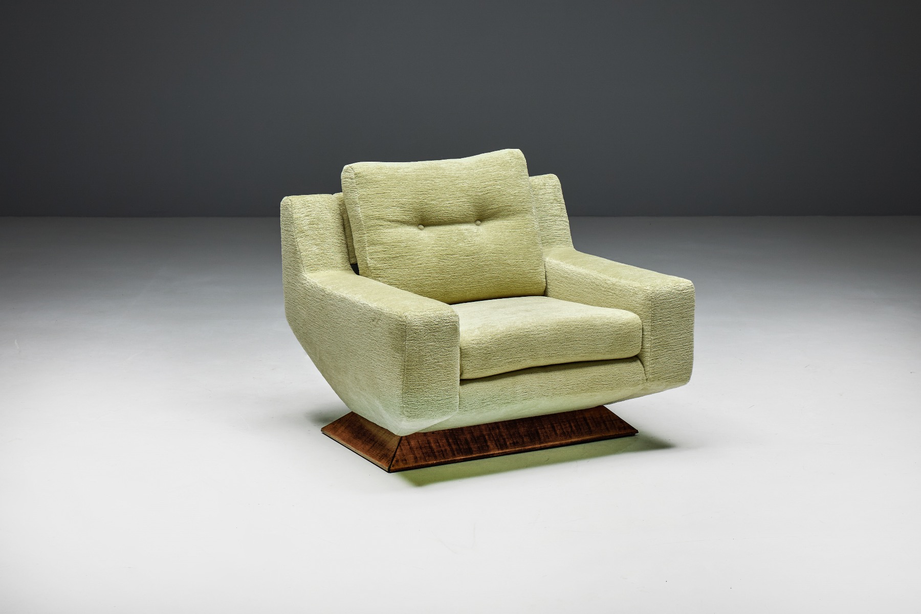 Vintage lounge chairs in Pierre Frey chenille
